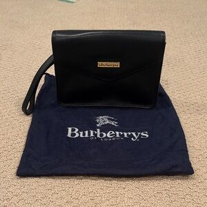 Burberry Black Leather Clutch with Wristlet